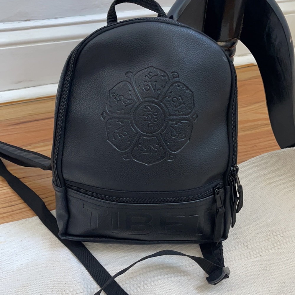 Black mini leather backpack